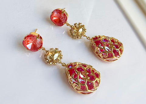 Rode oorbellen Swarovski