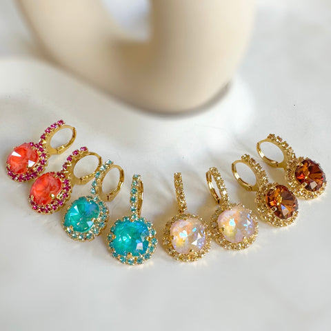Earrings with light green crystals
