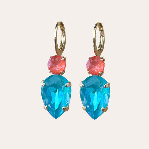 Earrings with round and drop crystals