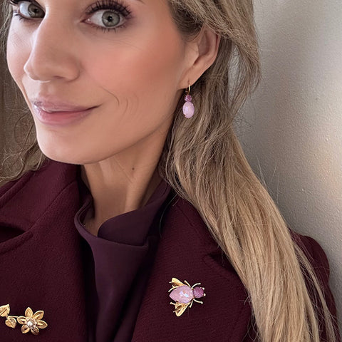 Vlieg broche met paarse Swarovski-kristallen