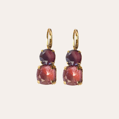 Earrings with burgundy and Maroon crystals