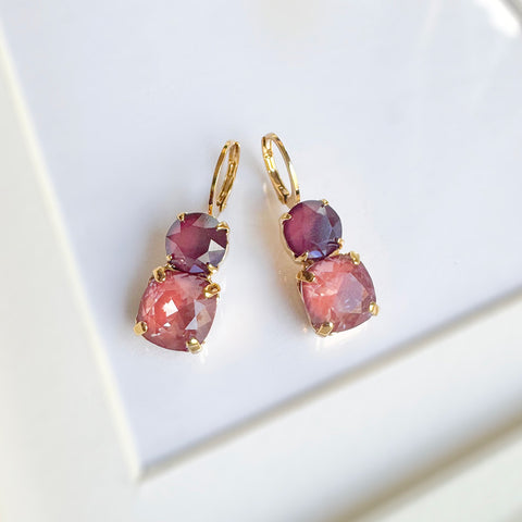 Earrings with burgundy and Maroon crystals