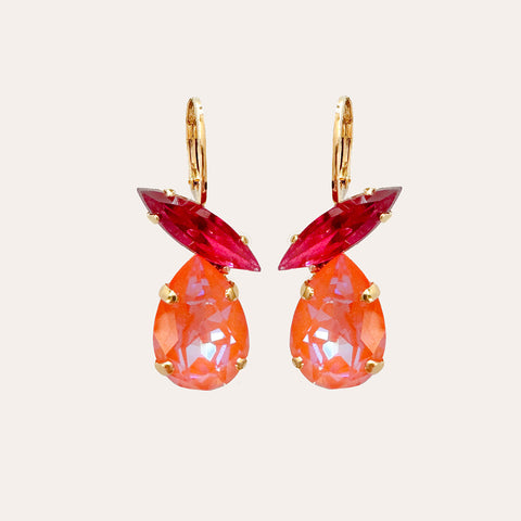 Oorhangers met fuchsia en oranje kristallen