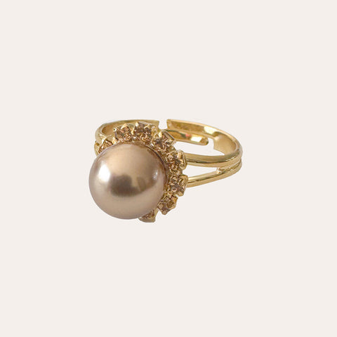 Ring met Mokka-bruine parel