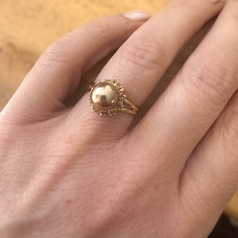 Ring met Mokka-bruine parel