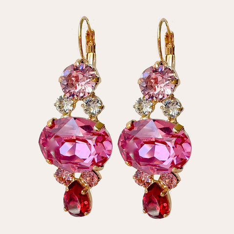 Notify me: Oorbellen met roze en rode Swarovski-stenen