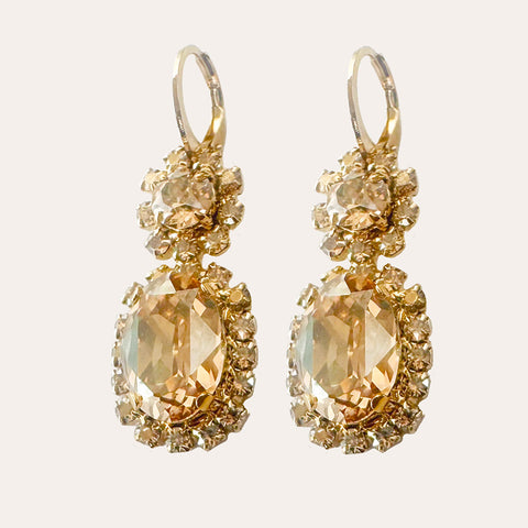 Set: necklace + earrings - Gold Swarovski stones
