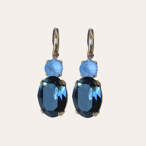 Notify me: Oorhangers met blauwe ronde en ovale kristallen