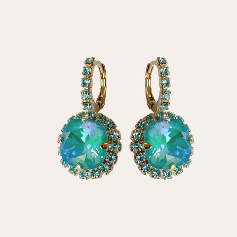 Earrings with turquoise crystals