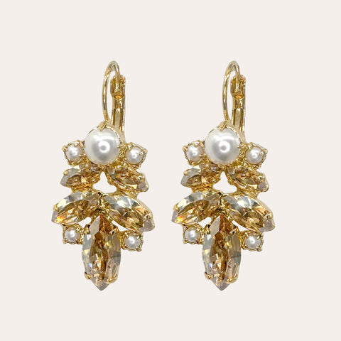 Green earrings with shiny crystals