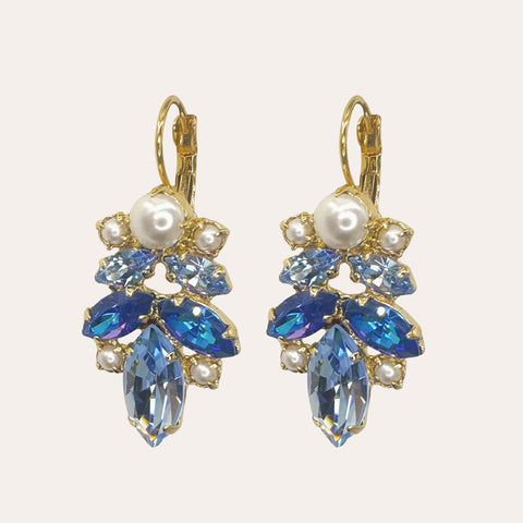 Green earrings with shiny crystals