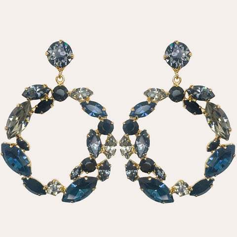 Oorstekers met grote ronde blauw/zwarte hanger