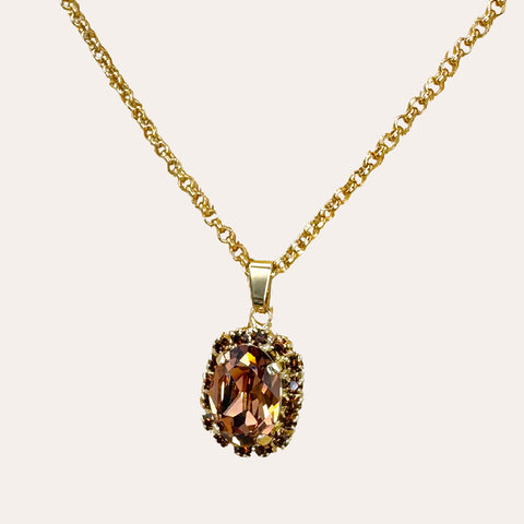 Notify me, Set: collier + oorbellen - Bruine Swarovski stenen
