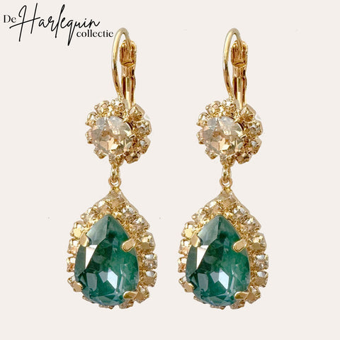 Oorhangers met dennengroene Swarovski-stenen