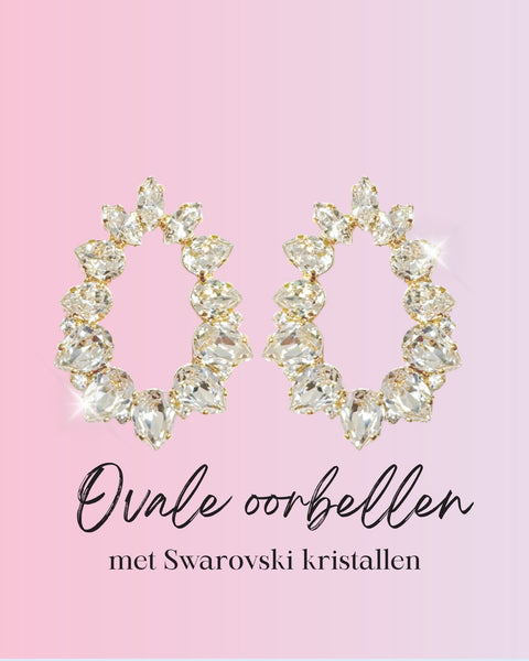 Ovale oorbellen met Swarovski kristallen