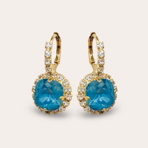 Oorhangers met teal blauwe kristallen