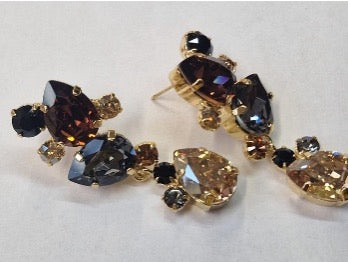 Luxe slanke bruine statement-oorbellen