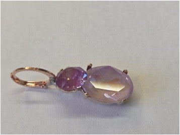 Earrings with pearl and oval bright pink crystal