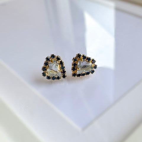 Stud earrings with blue heart