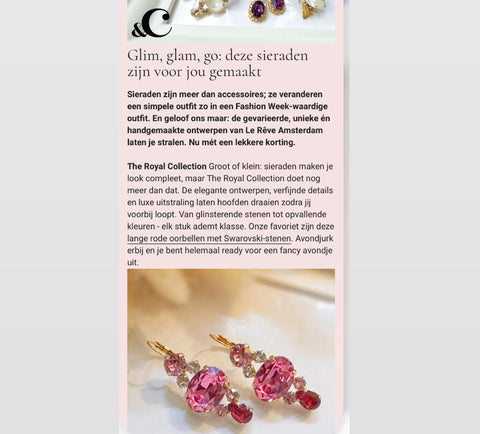 Earrings with pink and red Swarovski stones