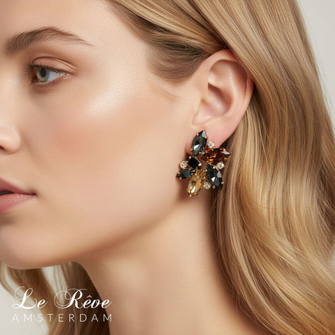 Grote leopard oorknoppen bezet met 10 kristallen