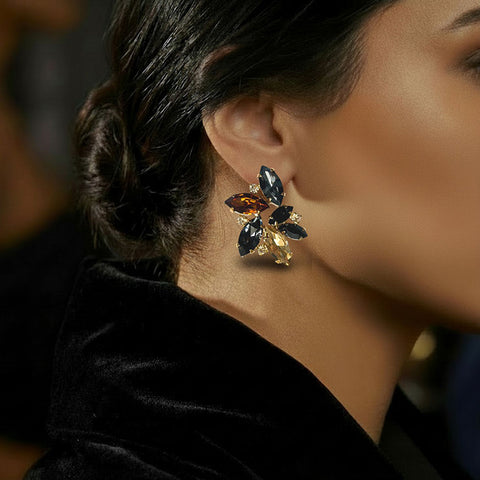 Grote leopard oorknoppen bezet met 10 kristallen