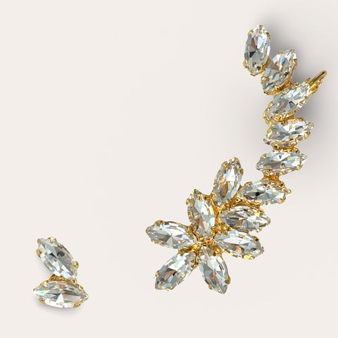 Oorklimmer (L) met Swarovski kristallen – vergulde statement oorbel