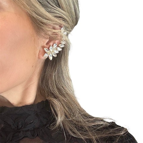 Oorklimmer (L) met Swarovski kristallen – vergulde statement oorbel