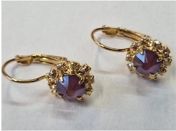 Oorbellen Bordeaux Rood met Swarovski bloemetje