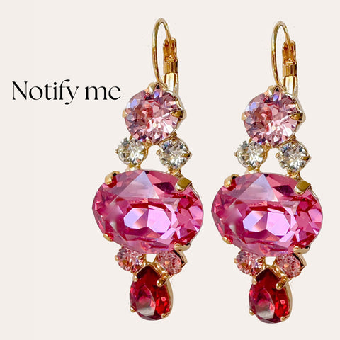 Notify me: Oorbellen met roze en rode Swarovski-stenen