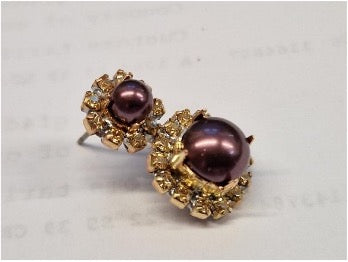 Bordeaux Parel Oorstekers met Swarovski