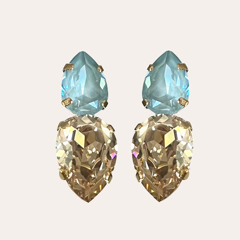 Oorbellen met Agave en gouden Swarovski kristallen