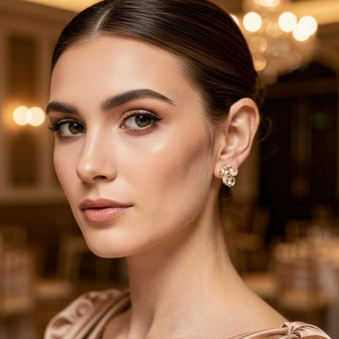 Compacte oorknoppen met 3 kristallen