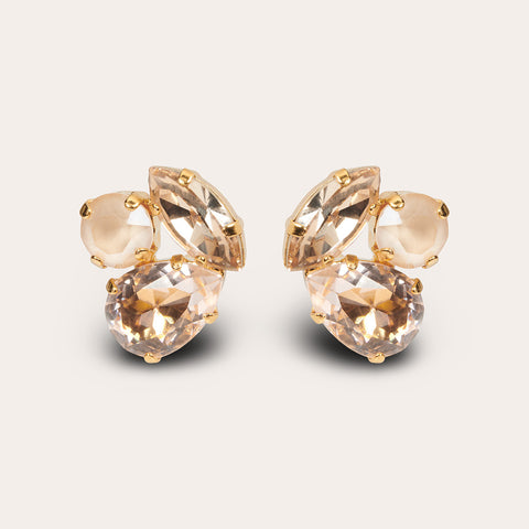 Compacte oorknoppen met 3 kristallen