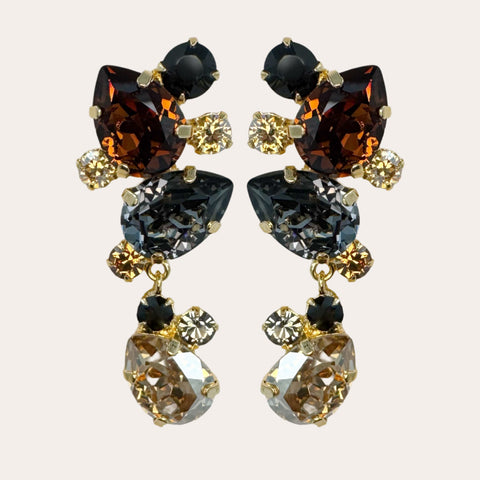 Luxe slanke bruine statement-oorbellen