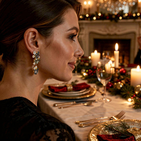 Luxe slanke zwarte statement-oorbellen