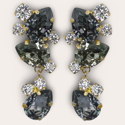 Luxe slanke zwarte statement-oorbellen