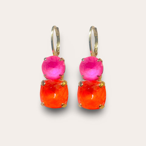 Oorhangers Neon Roze & Fel Oranje