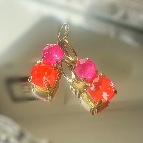 Oorhangers Neon Roze & Fel Oranje