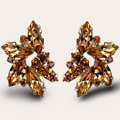 Grote oorknoppen bezet met 10 bruine kristallen