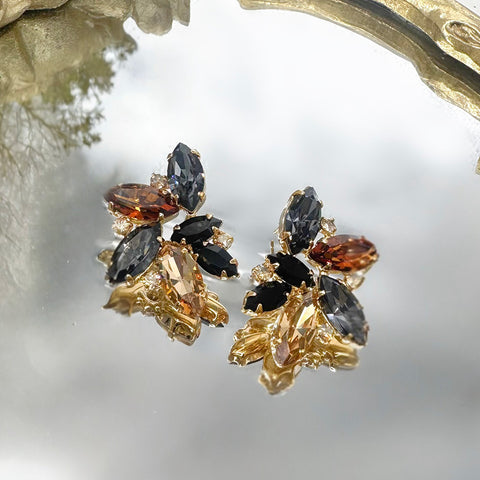 Grote leopard oorknoppen bezet met 10 kristallen