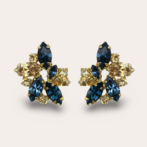 Chique donkerblauwe oorstekers met Swarovski