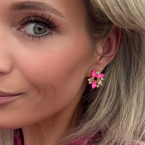 Notify me: Chique felroze oorstekers met Swarovski