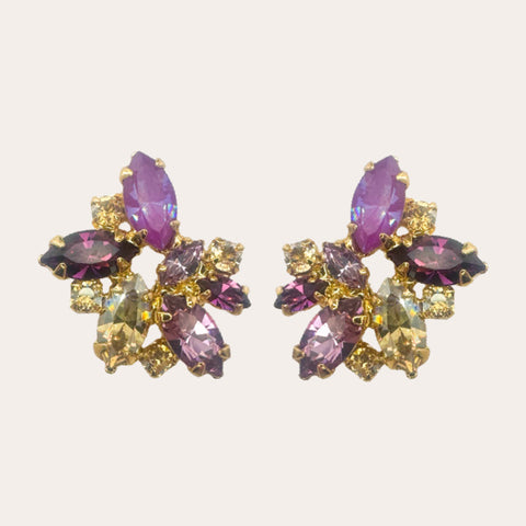 Oorstekers met paarse en gouden kristallen