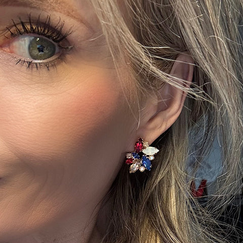 Koningsdag🇳🇱- oorstekers met rood/wit/blauwe kristallen