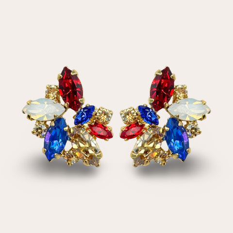 Koningsdag🇳🇱- oorstekers met rood/wit/blauwe kristallen