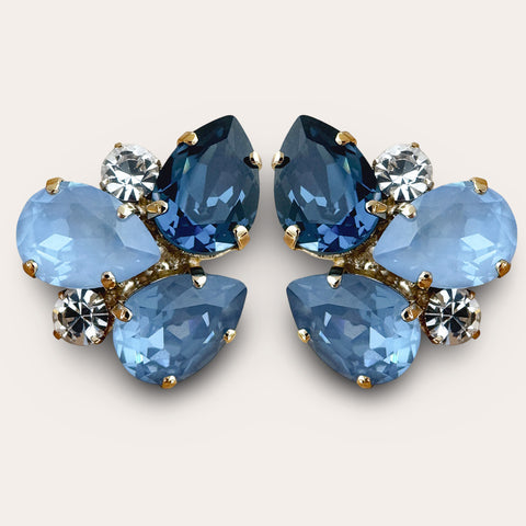 Oorknoppen met blauwe kristallen