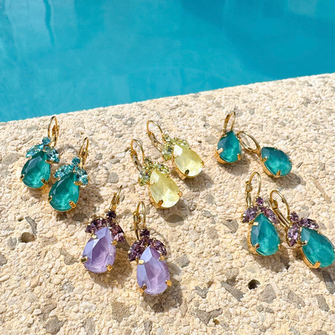 Summerdeal: Oorhangers met turkooise blaadjes en een Swarovski-druppel