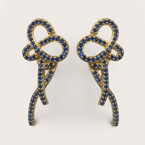 Saffierblauwe strik oorstekertjes