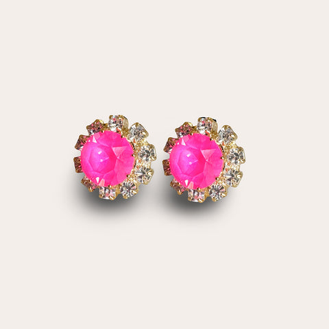 Stud earrings with flower made of Swarovski crystals